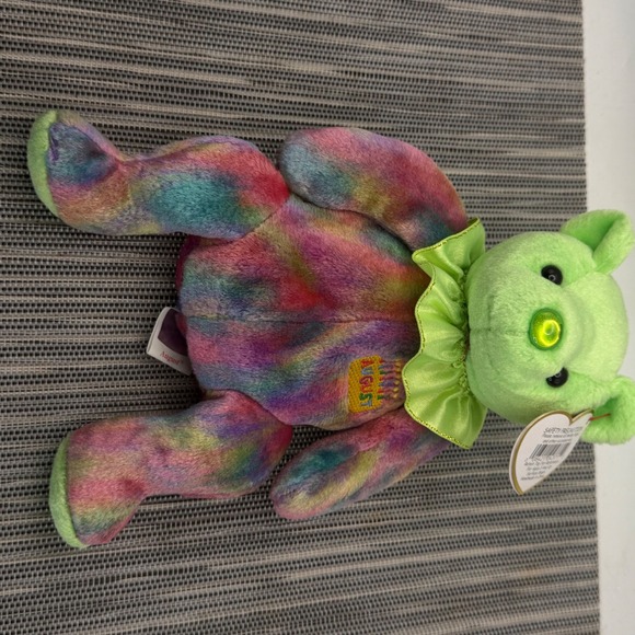 Ty Other - Ty Beanie Baby August Birthday Bear Peridot Birthstone Tie Dye Plush Green 8"